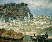 Claude Monet Stormy Sea in Etretat oil painting reproduction